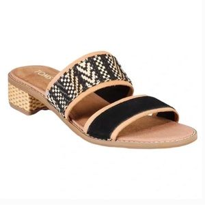 Toms Mariposa Slip On City Slide Comfort Sandal Raffia Suede Genuine Lea…